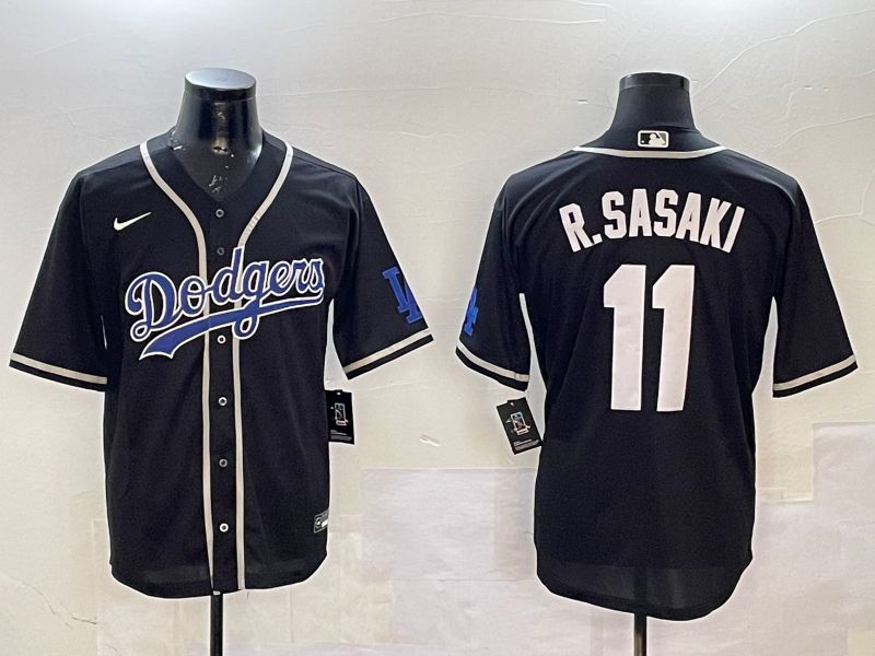Men Los Angeles Dodgers #11 R.Sasaki Black Fashion Game 2025 Nike MLB Jersey style 19